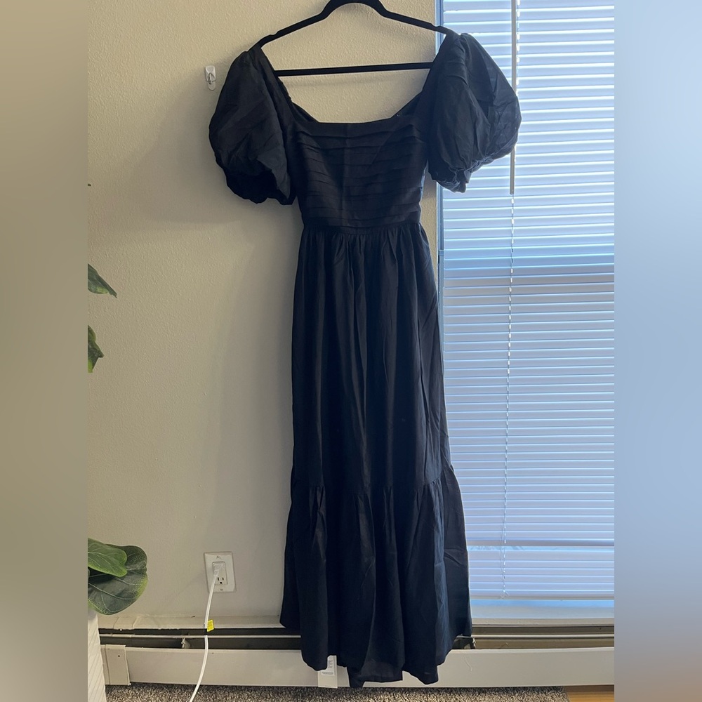 NWT Abercrombie & Fitch Black Maxi Dress with Puff Sleeves